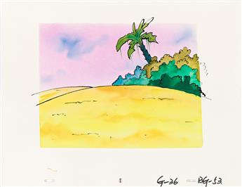 FILM ROMAN / JIM DAVIS (1945 - ) Garfield and Friends episode 1 cel and background setup, & exposure sheet.